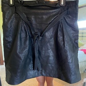 Free People Belted Leather Skirt